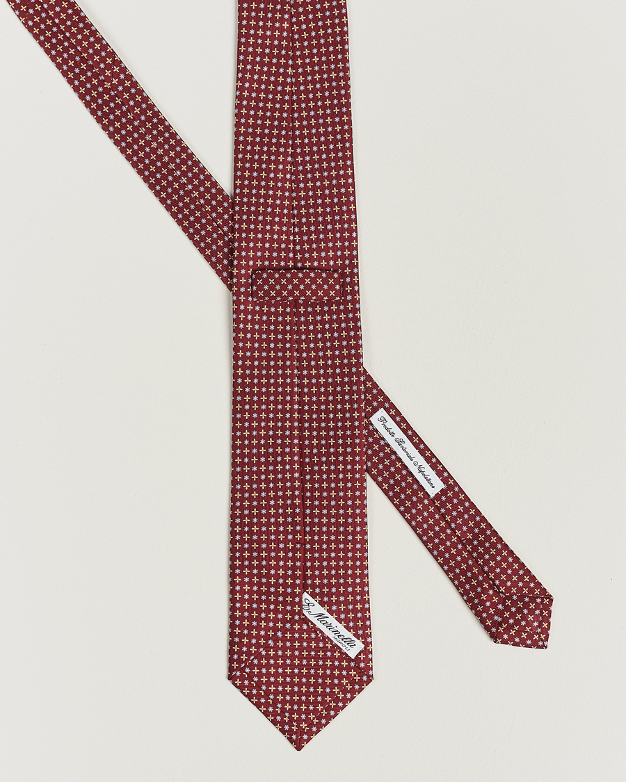 Uomini | E. Marinella 3-Fold Printed Silk Tie Burgundy | E. Marinella | 3-Fold Printed Silk Tie Burgundy