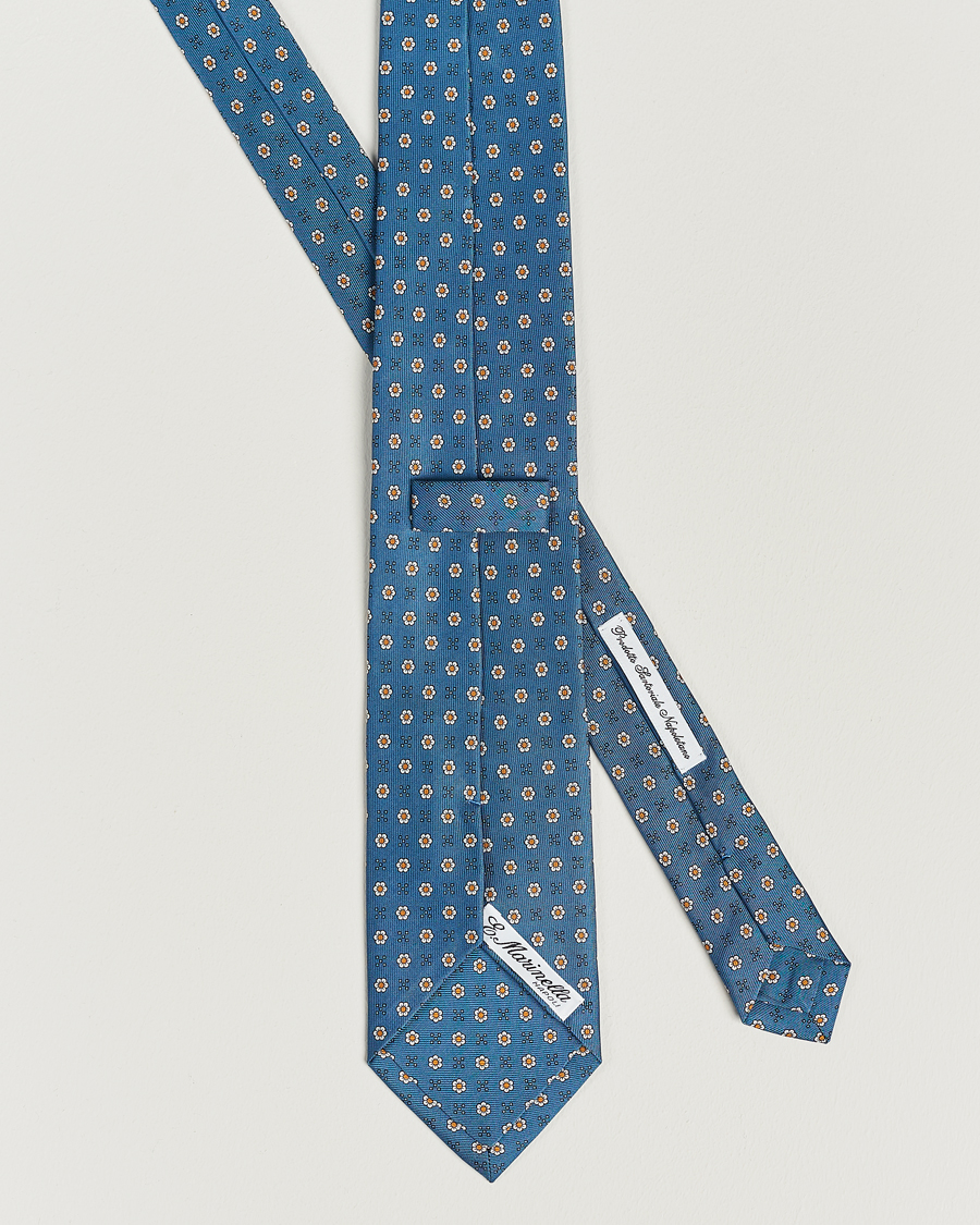 Uomini | E. Marinella 3-Fold Printed Silk Tie Blue | E. Marinella | 3-Fold Printed Silk Tie Blue