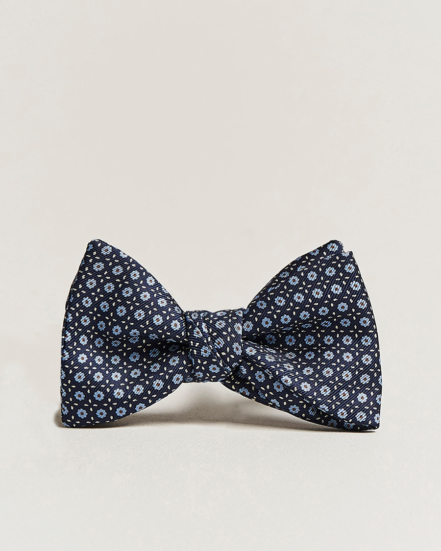 Uomini | E. Marinella Printed Silk Bow Tie Navy | E. Marinella | Printed Silk Bow Tie Navy
