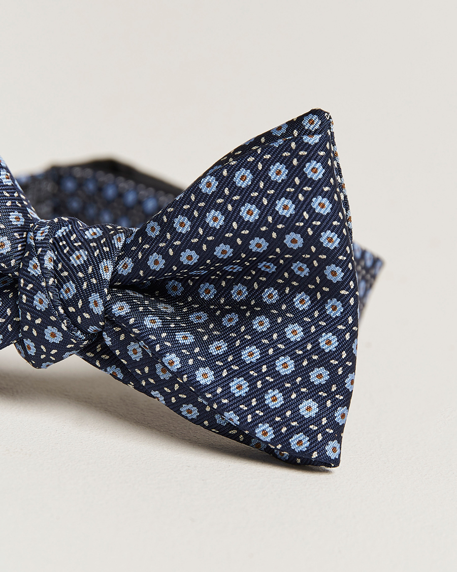 Uomini | E. Marinella Printed Silk Bow Tie Navy | E. Marinella | Printed Silk Bow Tie Navy