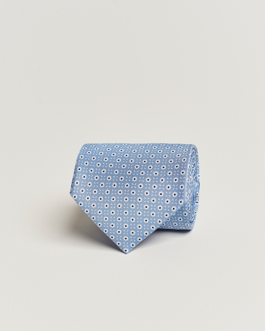 Uomini | E. Marinella 3-Fold Printed Silk Tie Light Blue | E. Marinella | 3-Fold Printed Silk Tie Light Blue