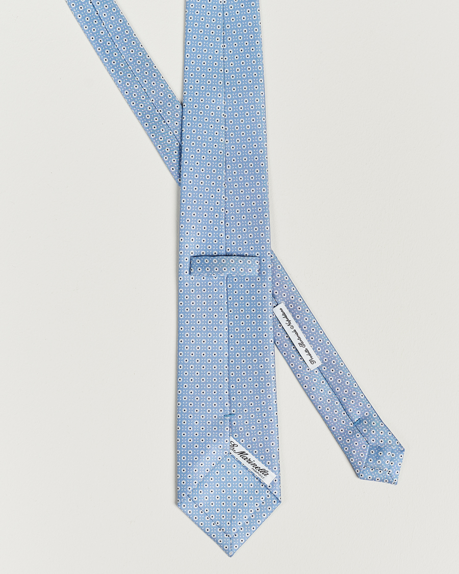 Uomini | E. Marinella 3-Fold Printed Silk Tie Light Blue | E. Marinella | 3-Fold Printed Silk Tie Light Blue