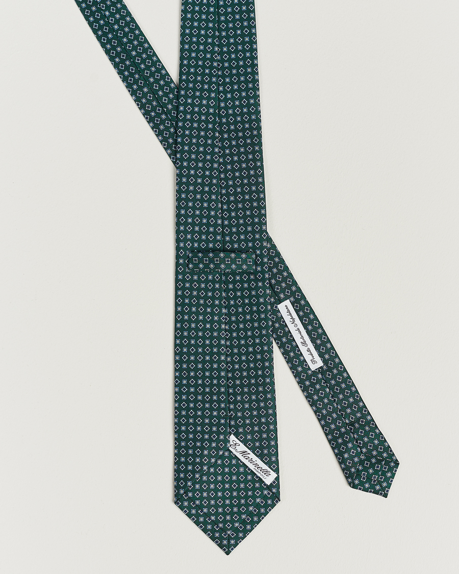 Uomini | E. Marinella 3-Fold Printed Silk Tie Dark Green | E. Marinella | 3-Fold Printed Silk Tie Dark Green