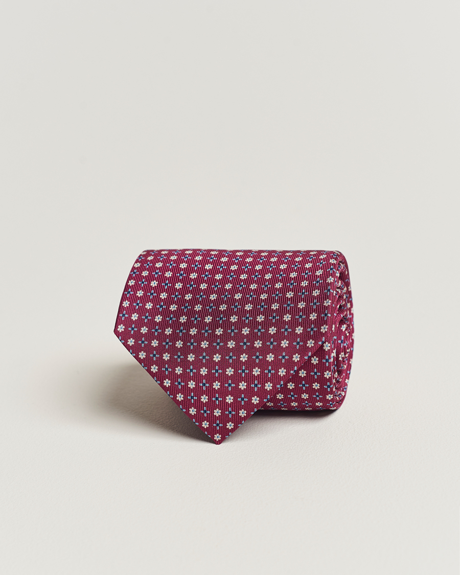 Uomini | E. Marinella 3-Fold Printed Silk Tie Dark Pink | E. Marinella | 3-Fold Printed Silk Tie Dark Pink