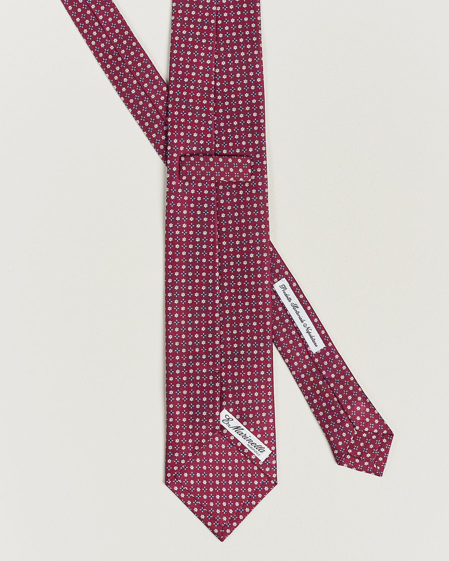 Uomini | E. Marinella 3-Fold Printed Silk Tie Dark Pink | E. Marinella | 3-Fold Printed Silk Tie Dark Pink