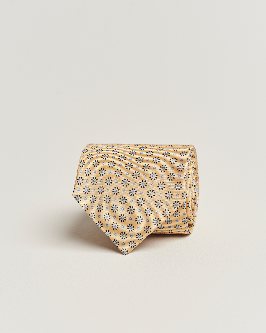 Uomini | E. Marinella 3-Fold Printed Silk Tie Pale Yellow | E. Marinella | 3-Fold Printed Silk Tie Pale Yellow