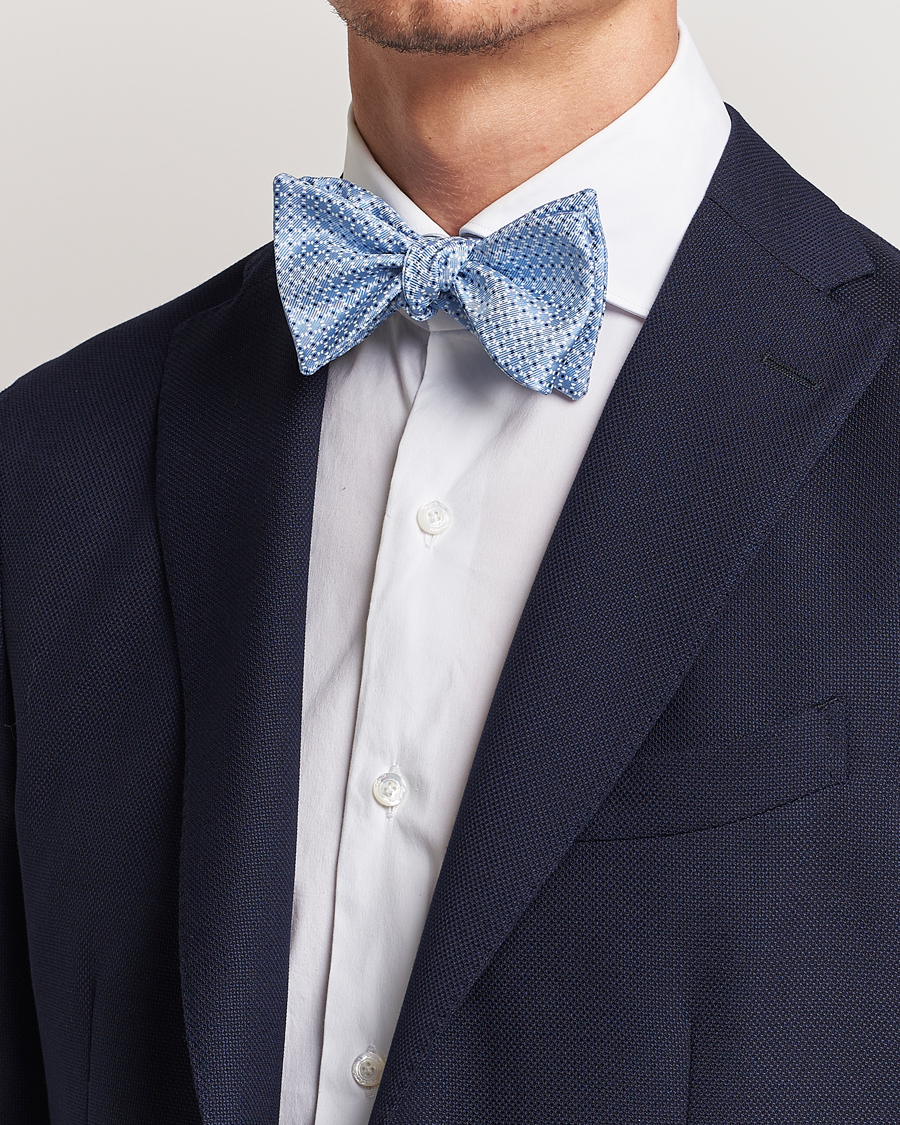 Uomini | E. Marinella Printed Silk Bow Tie Light Blue | E. Marinella | Printed Silk Bow Tie Light Blue