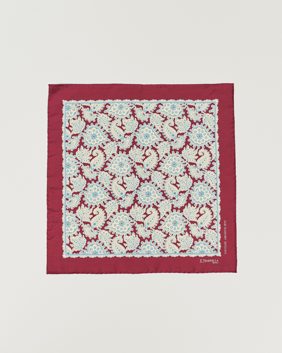 Uomini | E. Marinella Paisley Silk Pocket Square Burgundy | E. Marinella | Paisley Silk Pocket Square Burgundy