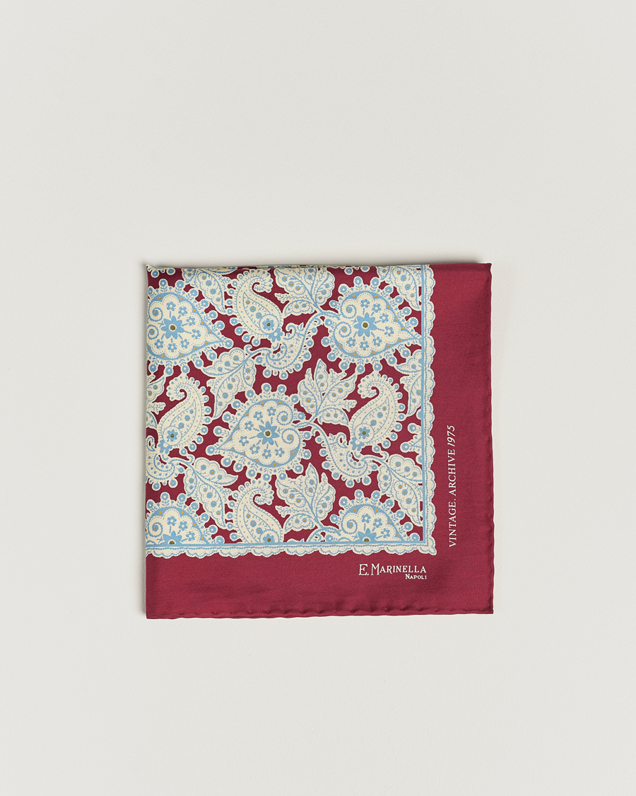 Uomini | E. Marinella Paisley Silk Pocket Square Burgundy | E. Marinella | Paisley Silk Pocket Square Burgundy