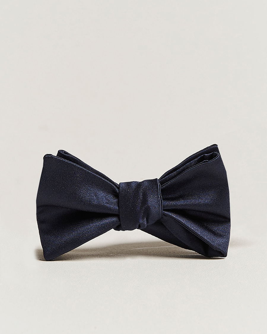 Uomini | E. Marinella Silk Bow Tie Navy Satin | E. Marinella | Silk Bow Tie Navy Satin