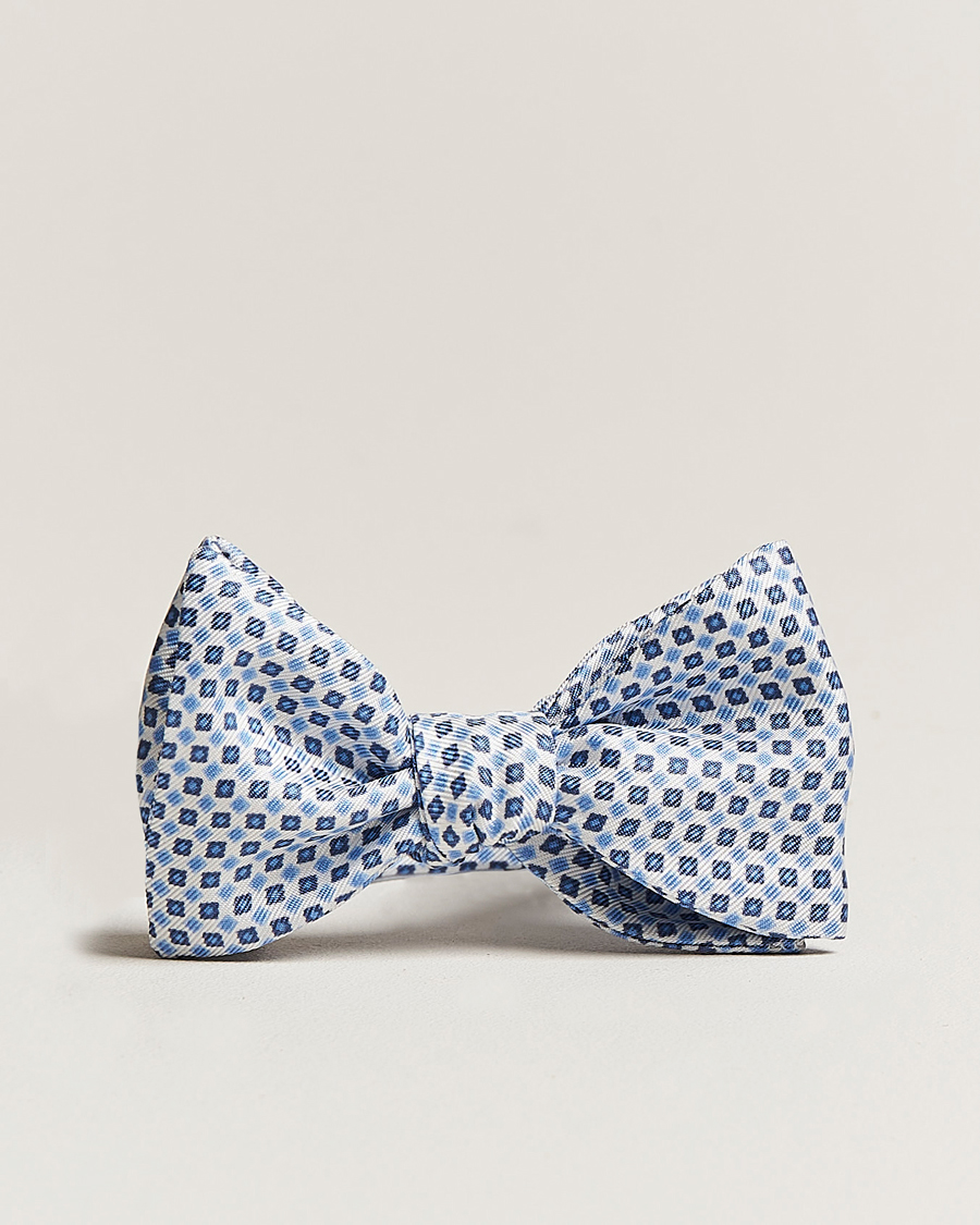 Uomini | E. Marinella Silk Bow Tie White/Blue | E. Marinella | Silk Bow Tie White/Blue