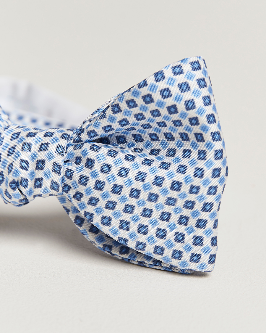 Uomini | E. Marinella Silk Bow Tie White/Blue | E. Marinella | Silk Bow Tie White/Blue