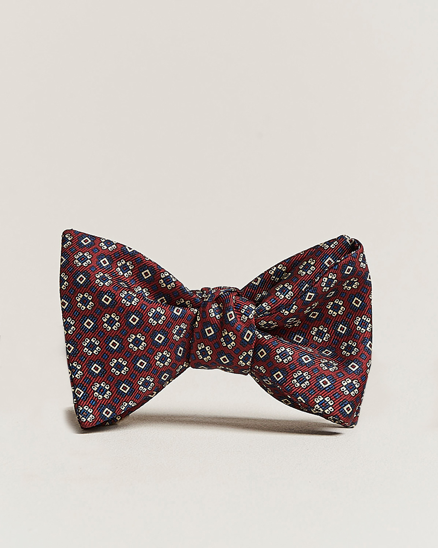 Uomini | E. Marinella Printed Silk Bow Tie Burgundy | E. Marinella | Printed Silk Bow Tie Burgundy