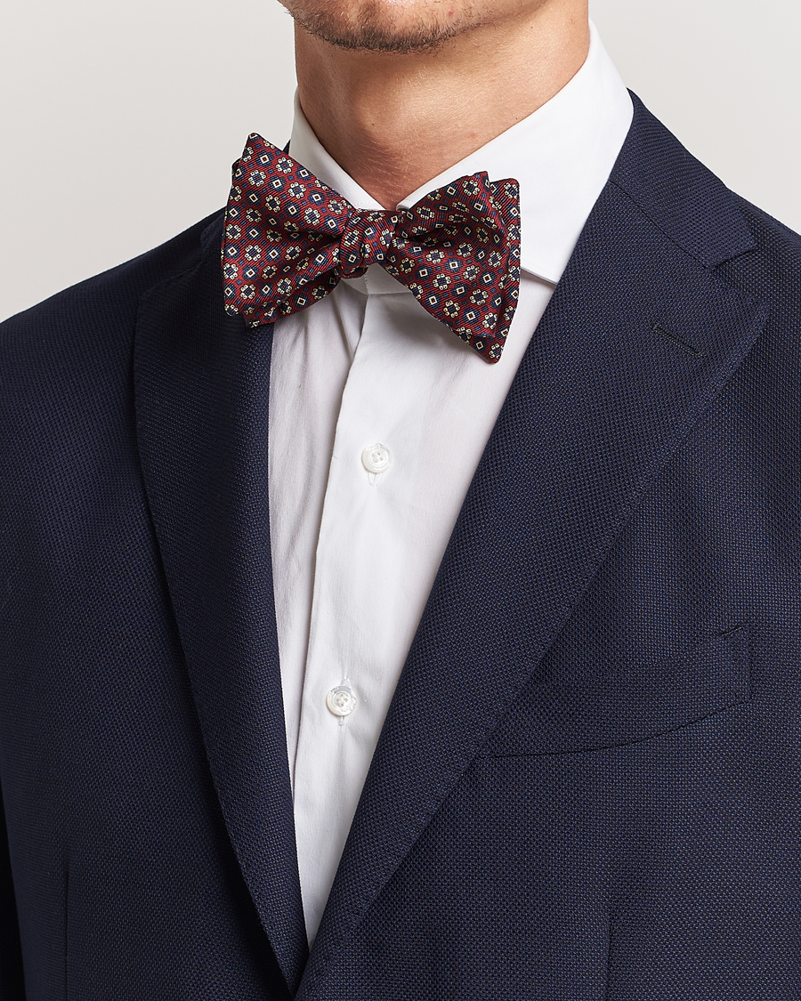 Uomini | E. Marinella Printed Silk Bow Tie Burgundy | E. Marinella | Printed Silk Bow Tie Burgundy