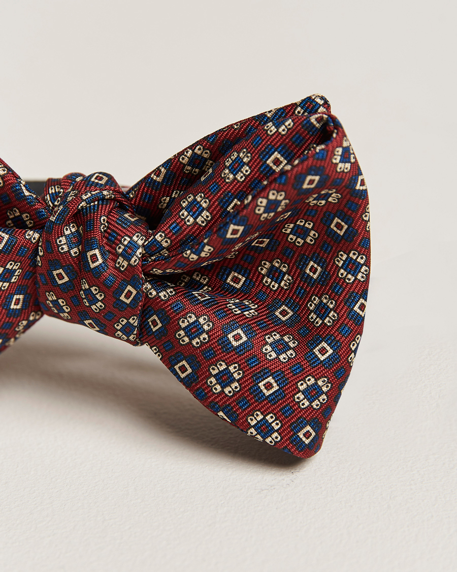 Uomini | E. Marinella Printed Silk Bow Tie Burgundy | E. Marinella | Printed Silk Bow Tie Burgundy