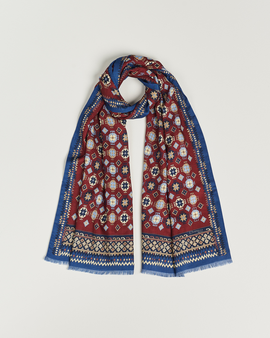 Uomini | E. Marinella Wool/Silk Printed Scarf Burgundy | E. Marinella | Wool/Silk Printed Scarf Burgundy