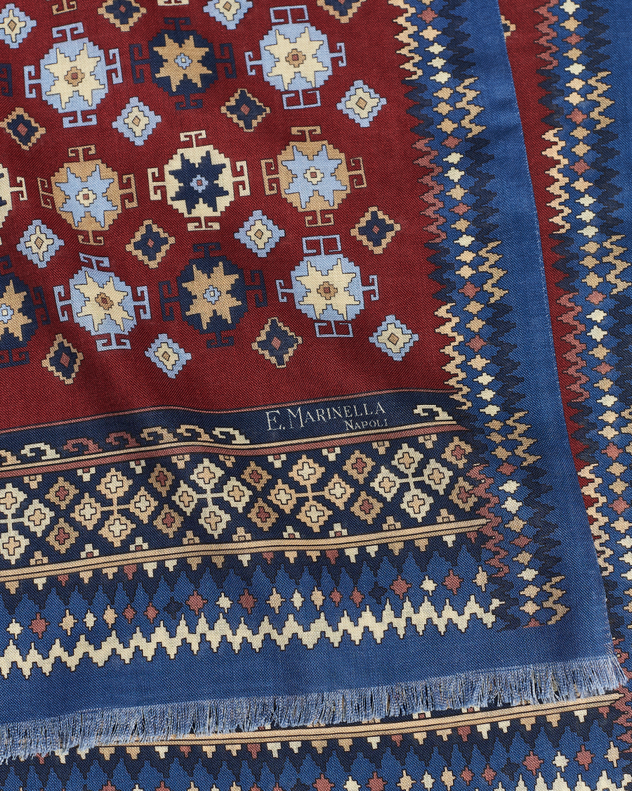 Uomini | E. Marinella Wool/Silk Printed Scarf Burgundy | E. Marinella | Wool/Silk Printed Scarf Burgundy