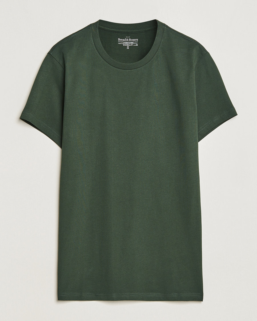 Uomini | T-shirt | Bread & Boxers | Heavy Cotton Crew Neck T-shirt Forest Green