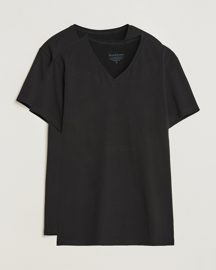 Uomini | T-shirt | Bread & Boxers | 2-Pack V-Neck T-Shirt Black
