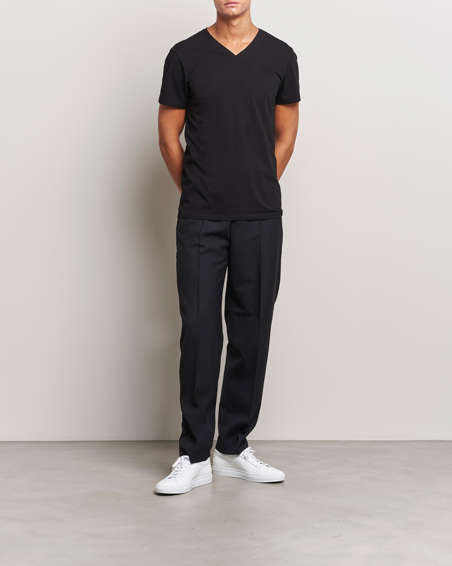Uomini | T-shirt | Bread & Boxers | 2-Pack V-Neck T-Shirt Black