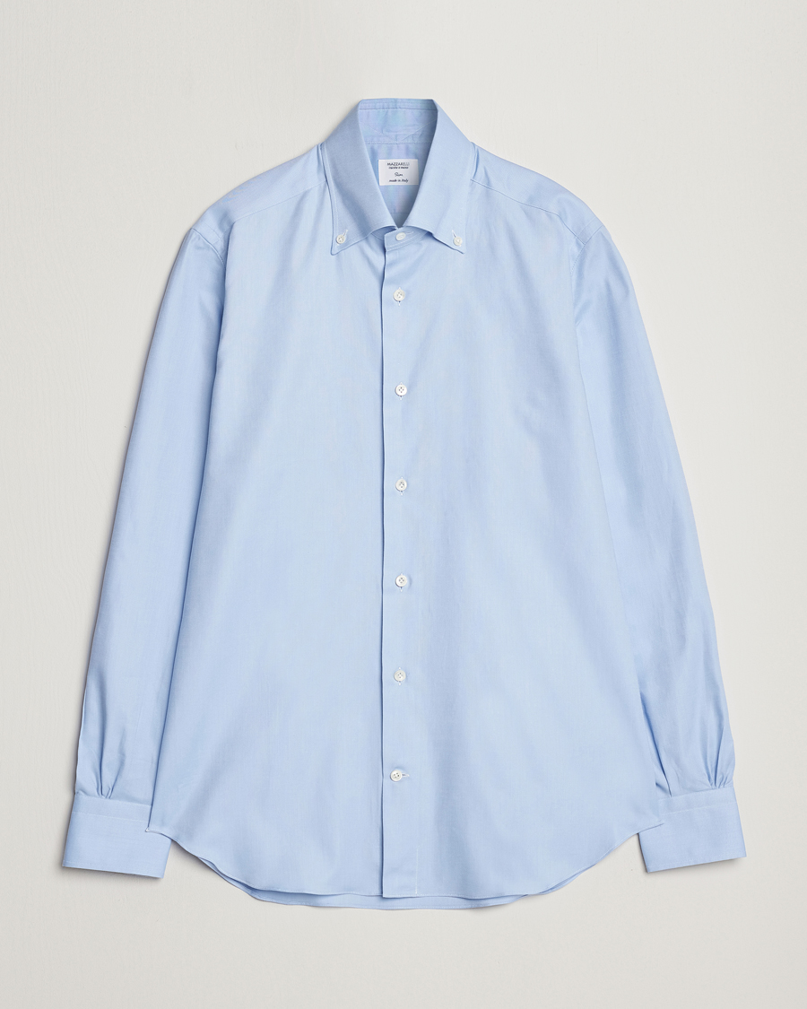 Uomini | Camicie | Mazzarelli | Soft Washed Button Down Oxford Shirt Light Blue