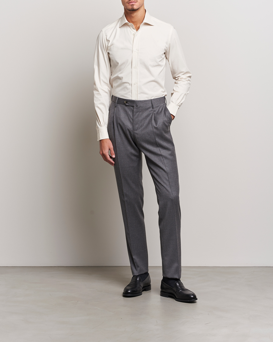 Uomini | Camicie | Mazzarelli | Soft Twill Cotton Shirt White