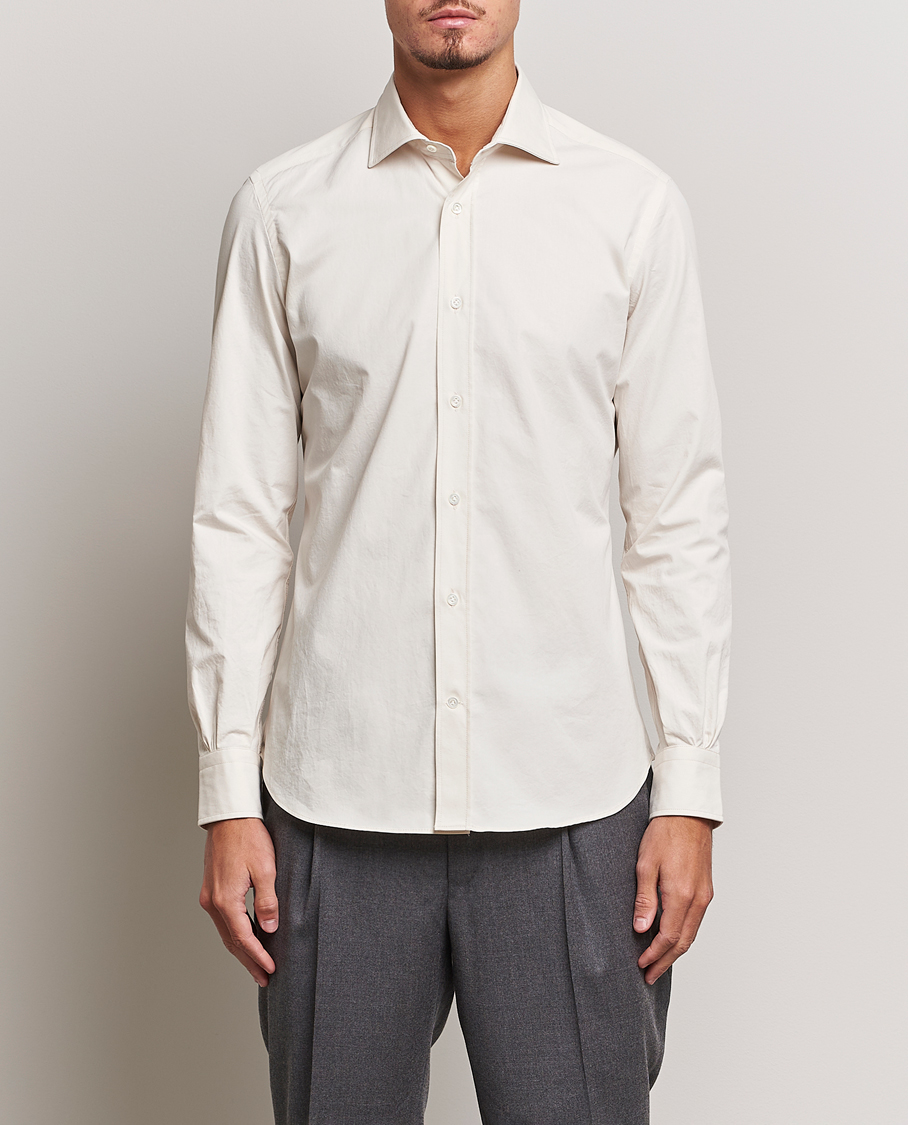 Uomini | Camicie | Mazzarelli | Soft Twill Cotton Shirt White