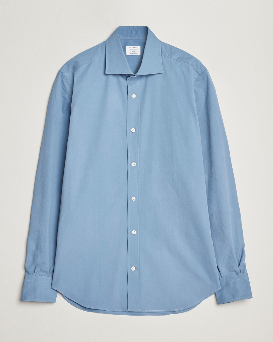 Uomini | Camicie | Mazzarelli | Soft Twill Cotton Shirt Light Blue