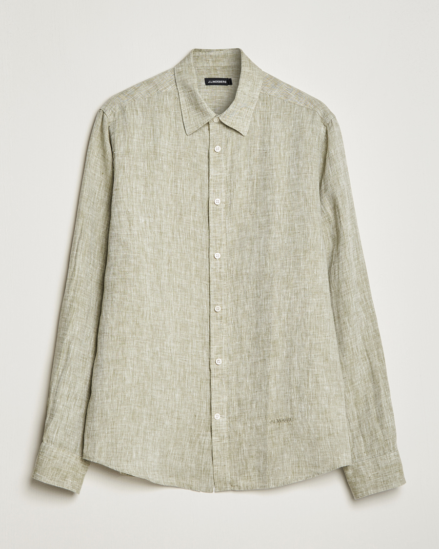 Uomini | Camicie | J.Lindeberg | Reg Fit Linen Melange Shirt Aloe