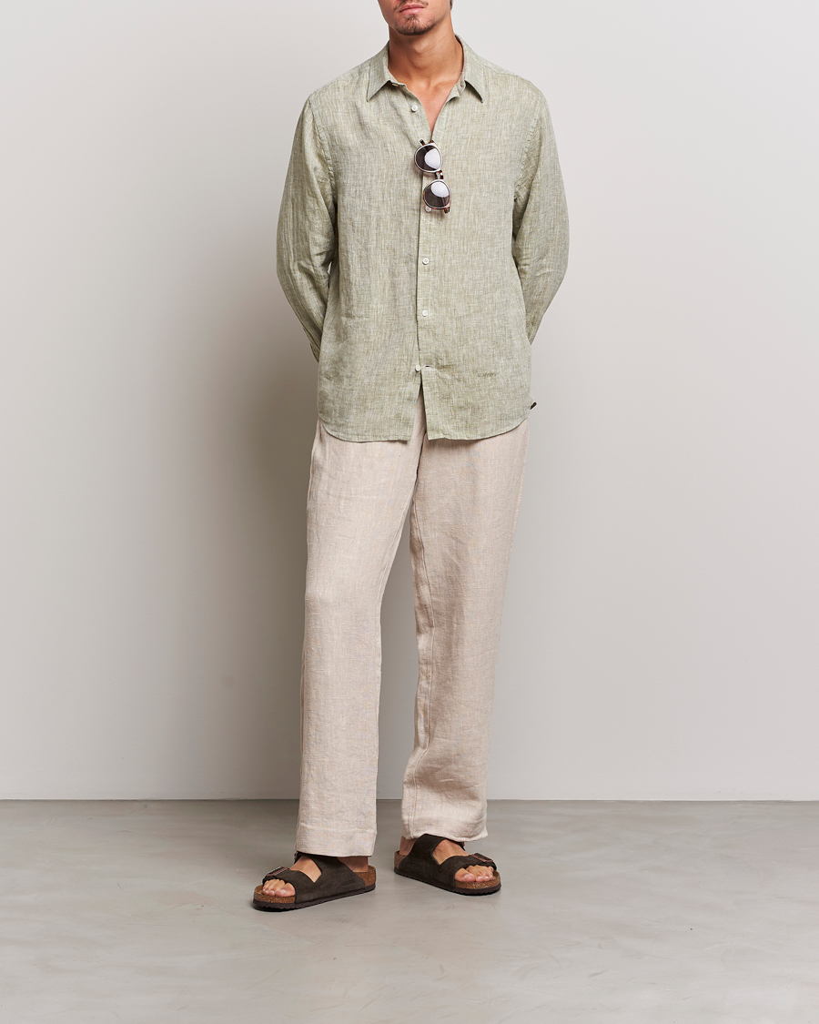 Uomini | Camicie | J.Lindeberg | Reg Fit Linen Melange Shirt Aloe