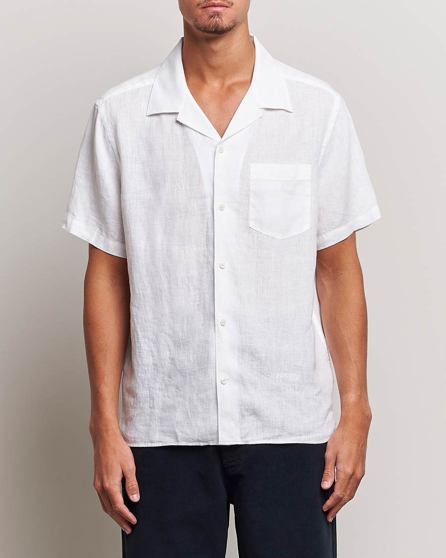 Uomini | Camicie | J.Lindeberg | Reg Fit Linen Melange Short Sleeve Shirt White