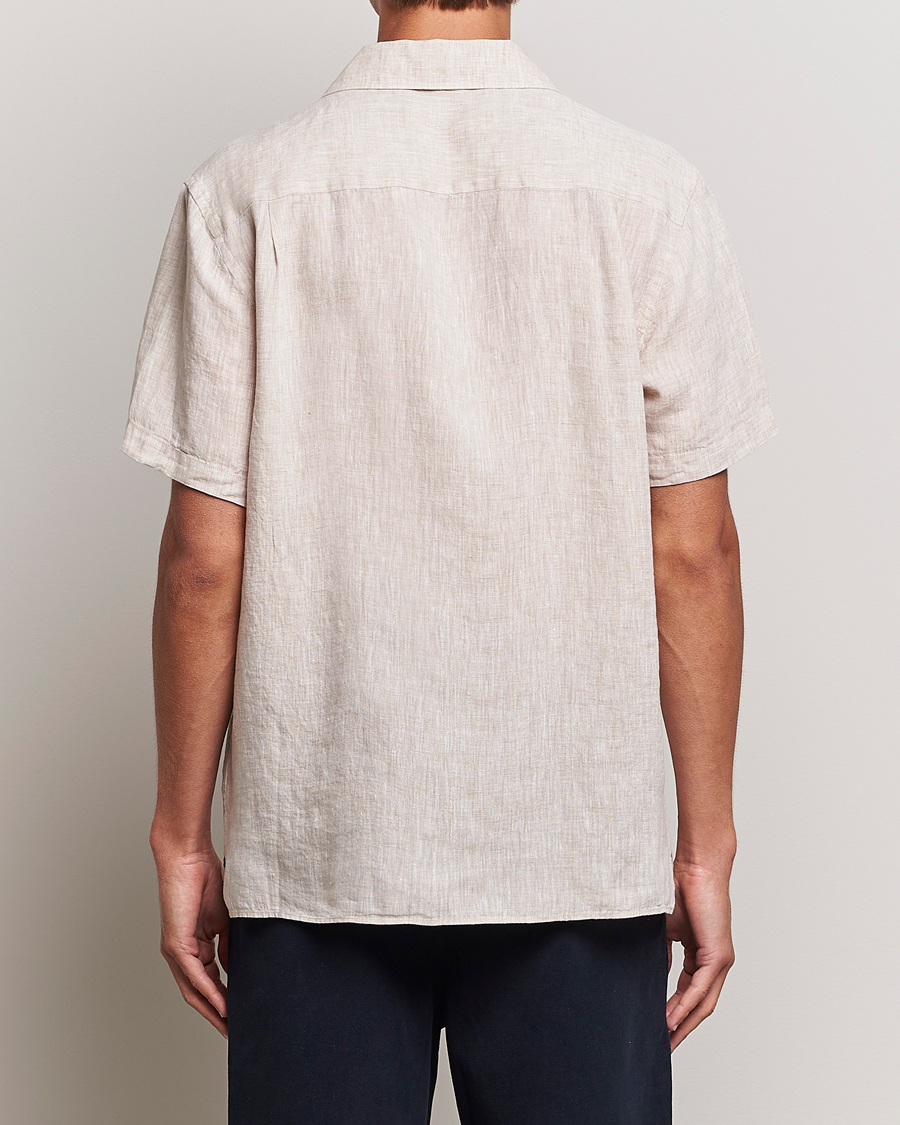 Uomini | Camicie | J.Lindeberg | Reg Fit Linen Melange Short Sleeve Shirt Safari Beige