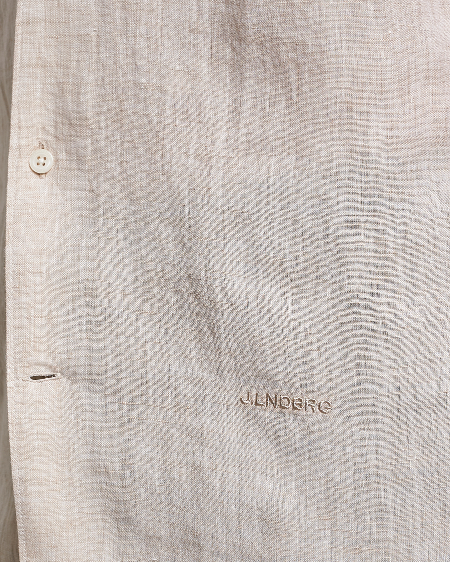 Uomini | Camicie | J.Lindeberg | Reg Fit Linen Melange Short Sleeve Shirt Safari Beige