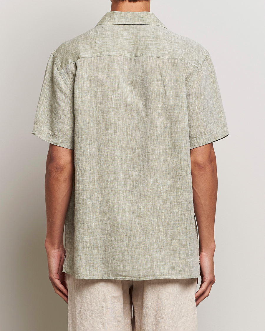 Uomini | Camicie | J.Lindeberg | Reg Fit Linen Melange Short Sleeve Shirt Aloe
