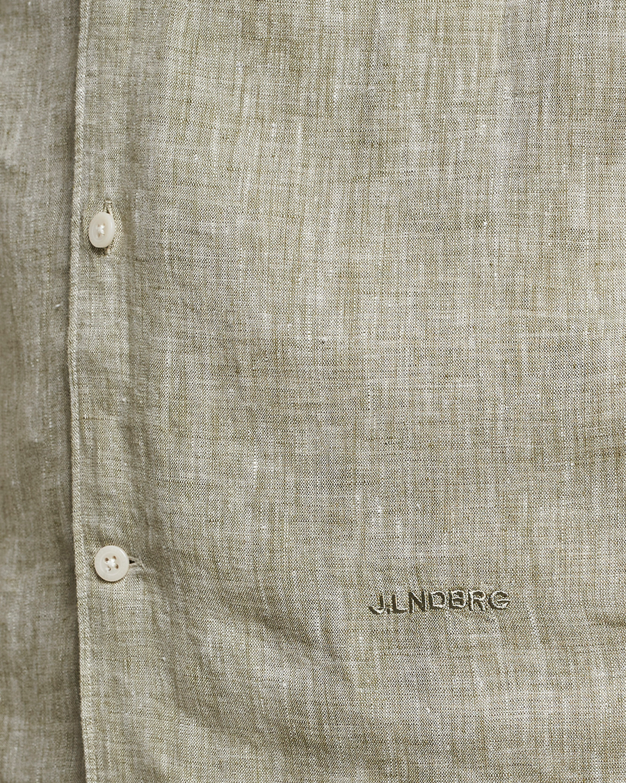 Uomini | Camicie | J.Lindeberg | Reg Fit Linen Melange Short Sleeve Shirt Aloe