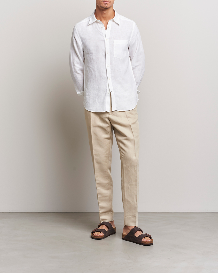 Uomini | Pantaloni | J.Lindeberg | Baron Tencel/Linen Trousers Safari Beige