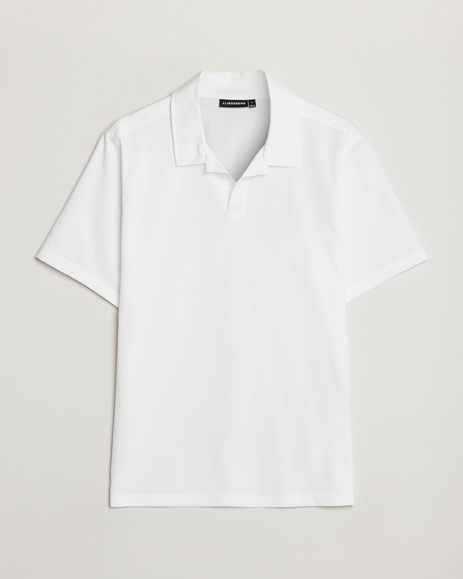 Uomini | Polo | J.Lindeberg | Asher Open Collar Polo Shirt White