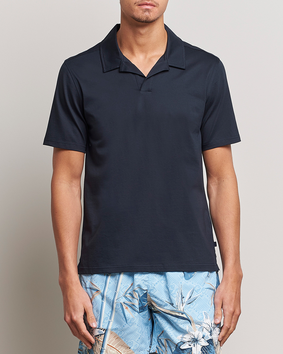 Uomini | Polo | J.Lindeberg | Asher Open Collar Polo Shirt Navy