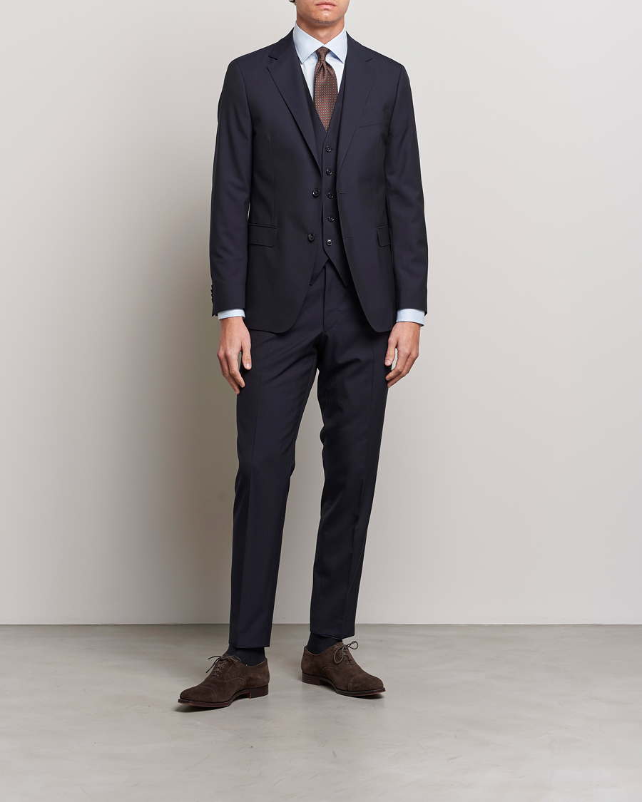 Uomini | Blazers | Oscar Jacobson | Carlo Wool Waistcoat Navy