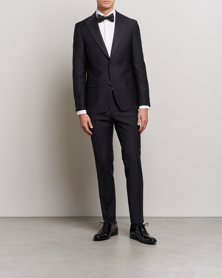 Uomini | Blazers | Oscar Jacobson | Elder Wool Tuxedo Blazer Black