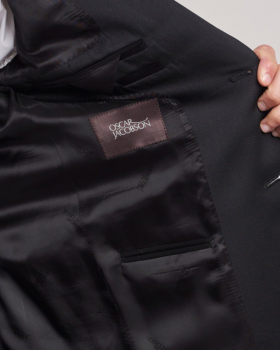 Uomini | Blazers | Oscar Jacobson | Elder Wool Tuxedo Blazer Black