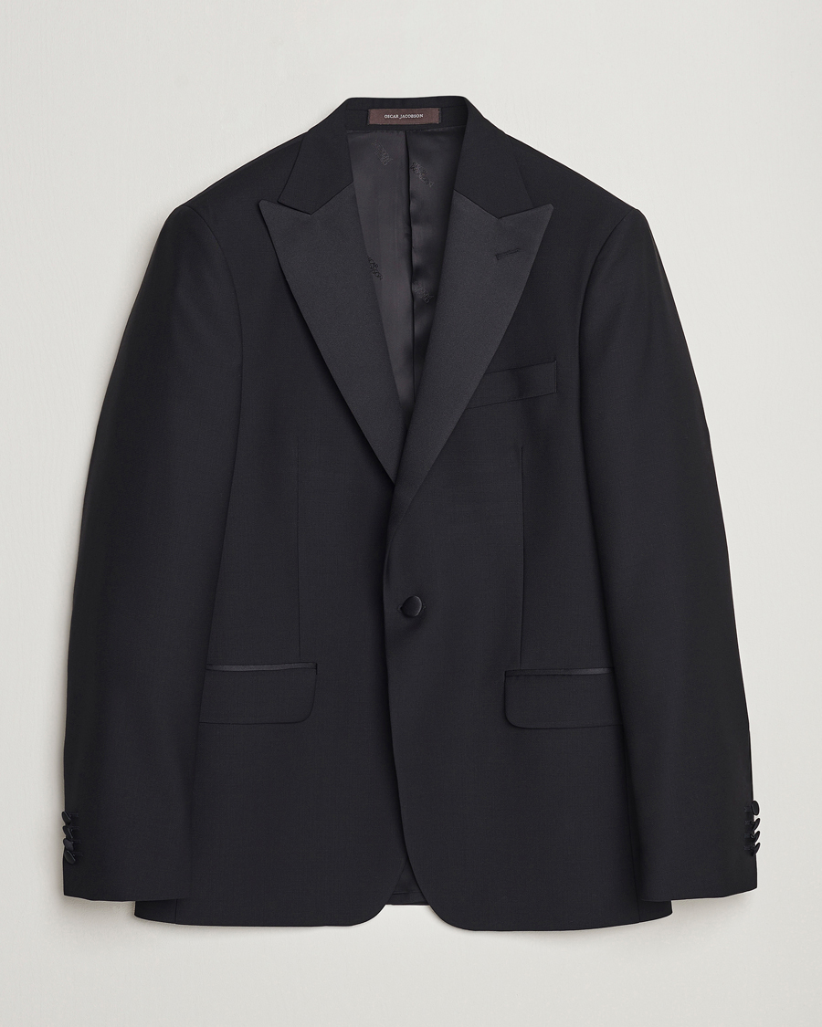 Uomini | Blazers | Oscar Jacobson | Frampton Wool Tuxedo Blazer Black