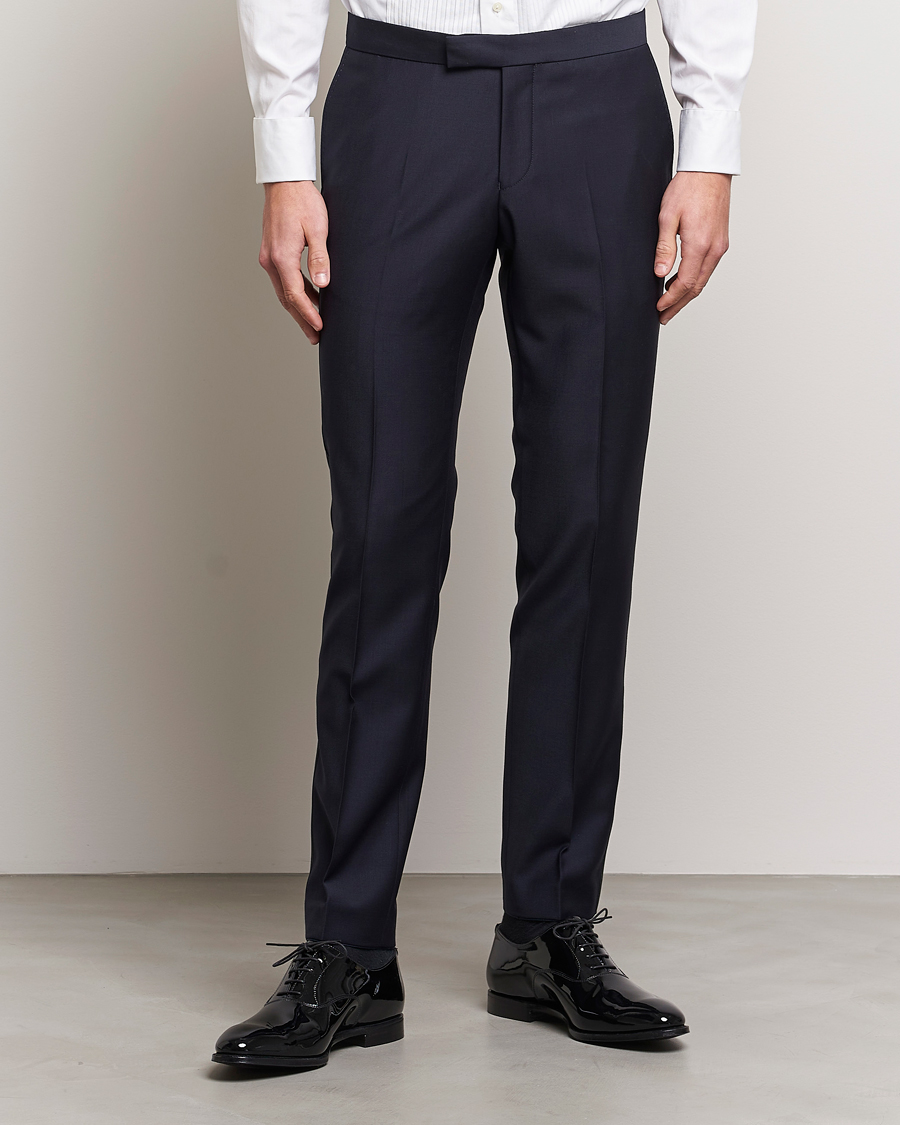 Uomini | Pantaloni | Oscar Jacobson | Duke Wool Trousers Navy