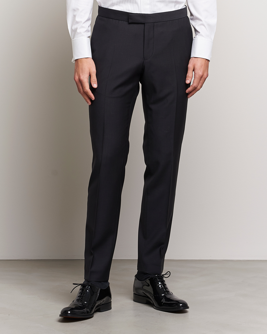 Uomini | Pantaloni | Oscar Jacobson | Duke Wool Trousers Black