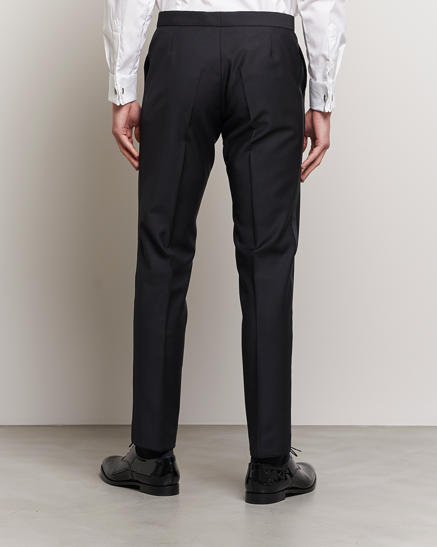 Uomini | Pantaloni | Oscar Jacobson | Devon Wool Tuxedo Trousers Black
