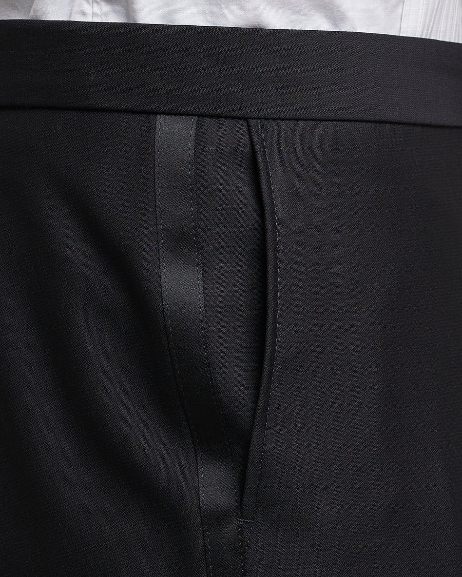 Uomini | Pantaloni | Oscar Jacobson | Devon Wool Tuxedo Trousers Black