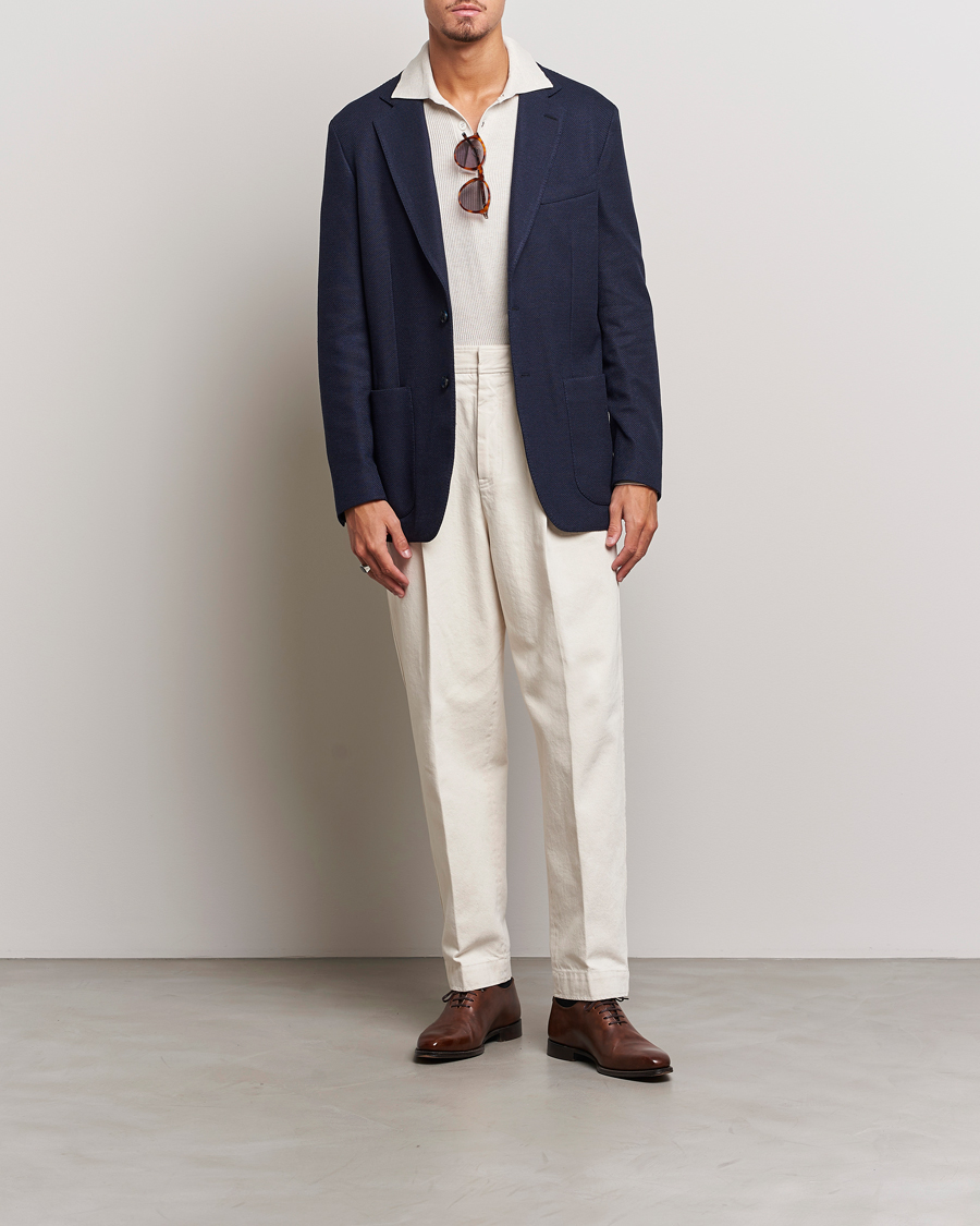 Uomini | Blazers | Brioni | Wool/Silk Jacquard Jersey Blazer Navy