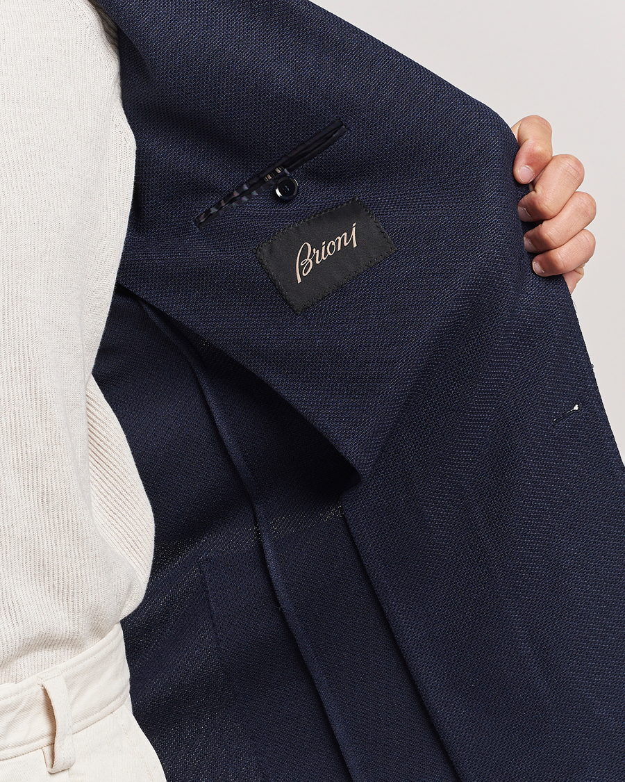 Uomini | Blazers | Brioni | Wool/Silk Jacquard Jersey Blazer Navy