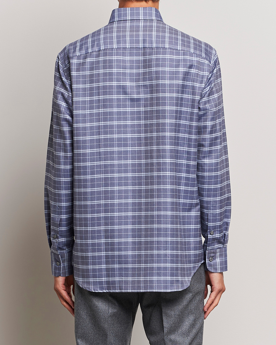 Uomini | Camicie | Brioni | Slim Fit Check Flannel Shirt Dark Blue