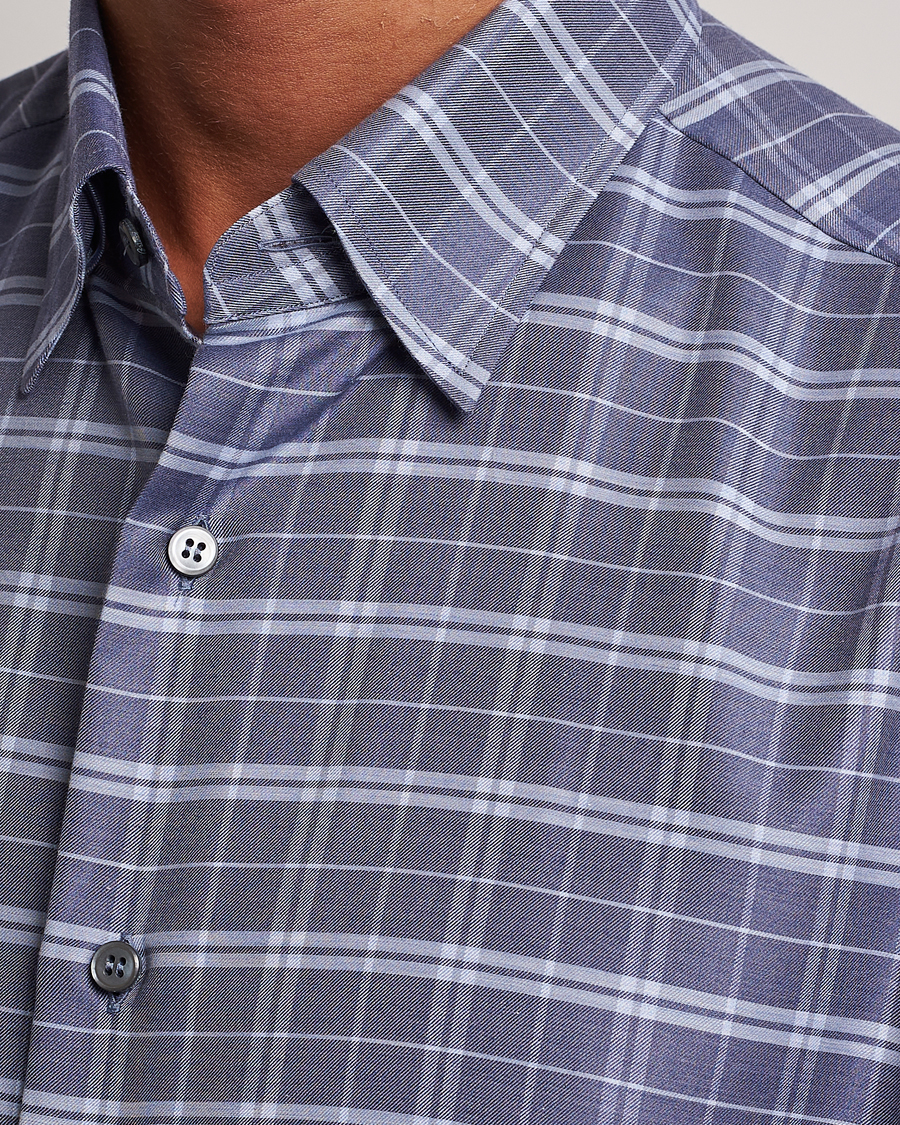 Uomini | Camicie | Brioni | Slim Fit Check Flannel Shirt Dark Blue